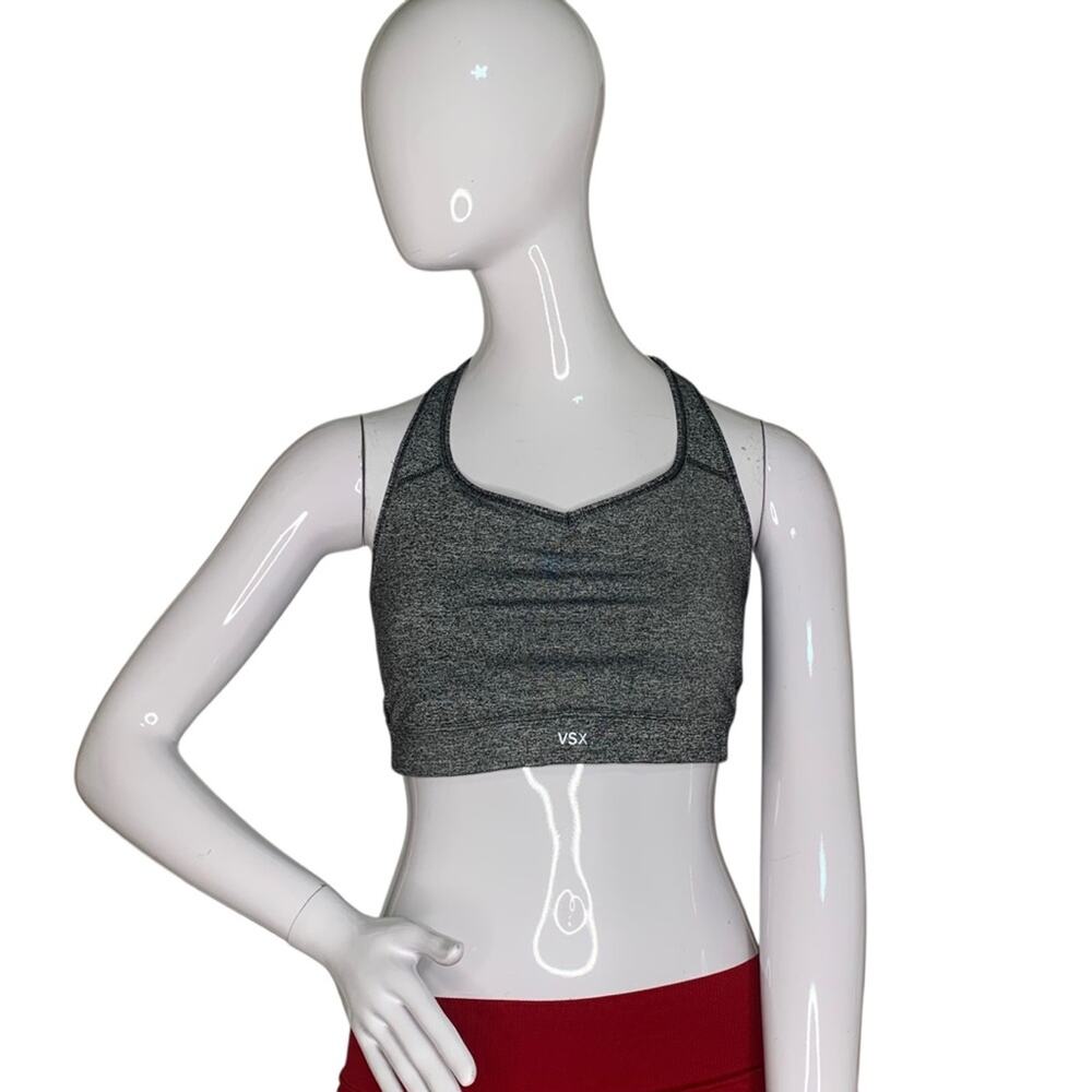 Victoria's Secret Sport Bra Racer Back Mesh on Back Not Padded Space Grey Size L